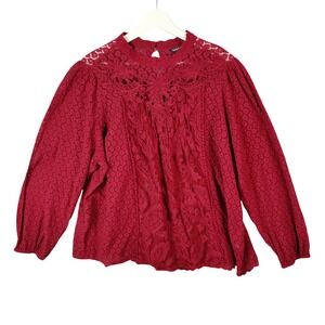 Torrid Whimsigoth Romantic Lace Mock Neck Bishop Sleeve Sheer Top Womens Plus 3X